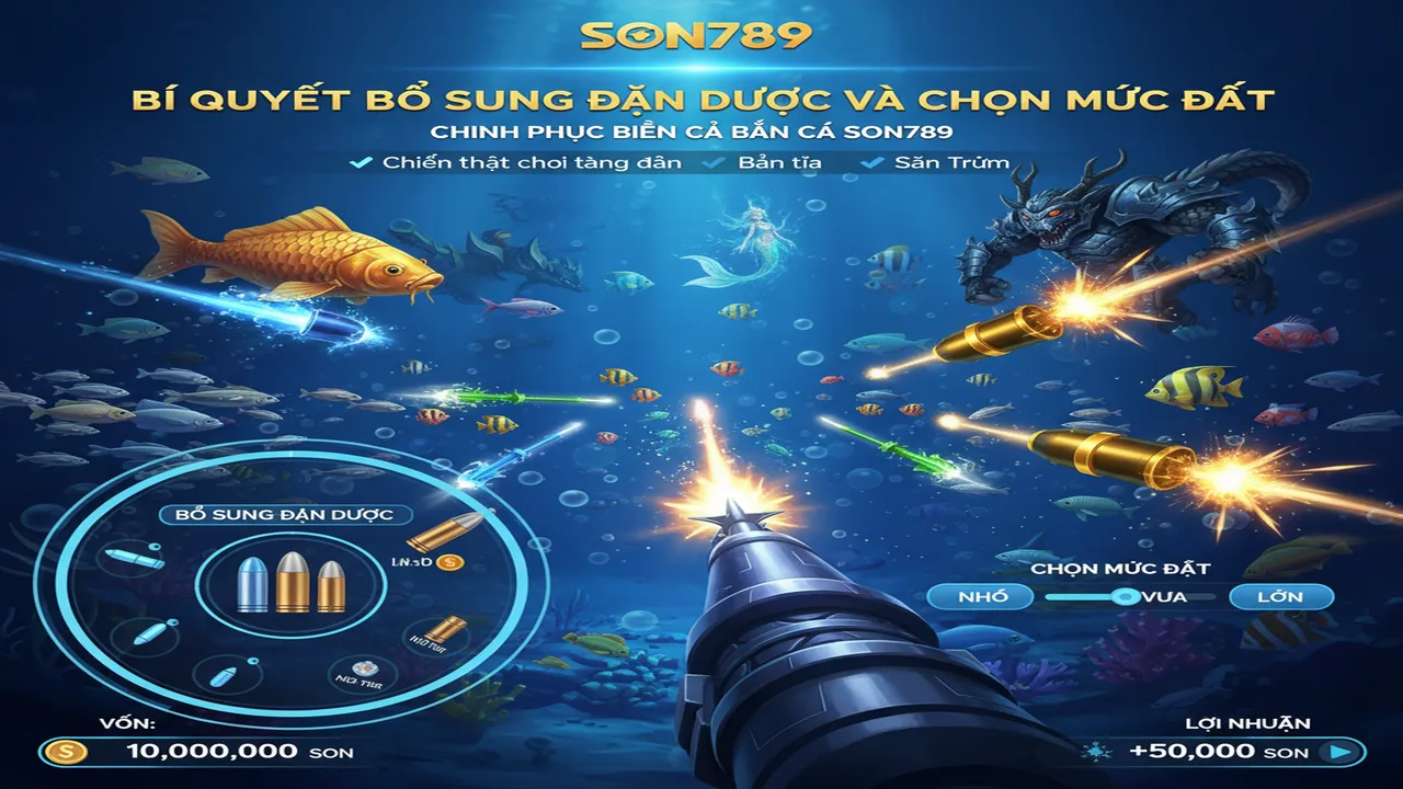 Hướng dẫn cách nạp đạn và chọn mức cược Bắn cá Son789