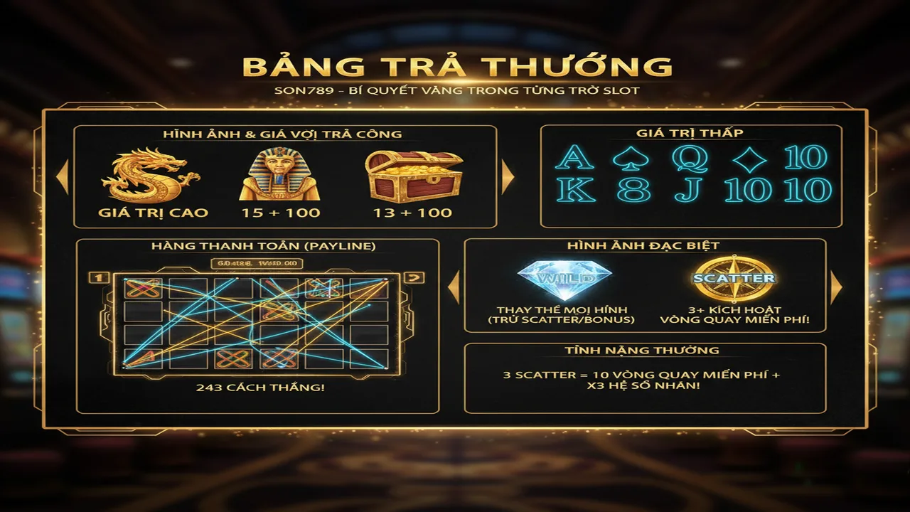 Hướng dẫn đọc bảng thanh toán (Paytable) trong Slot Son789