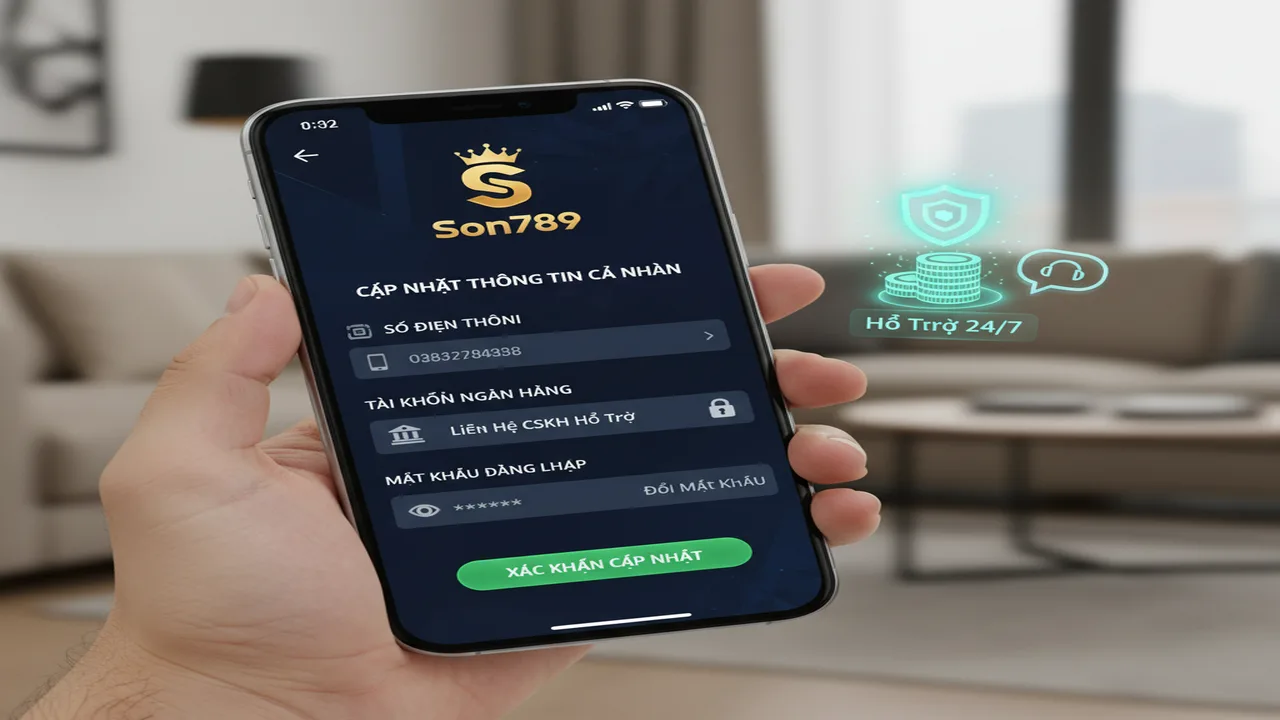 Cách thay đổi thông tin cá nhân và tài khoản Son789